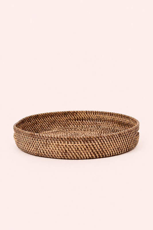 Rotan dienblad met handgrepen natuurlijk bruin