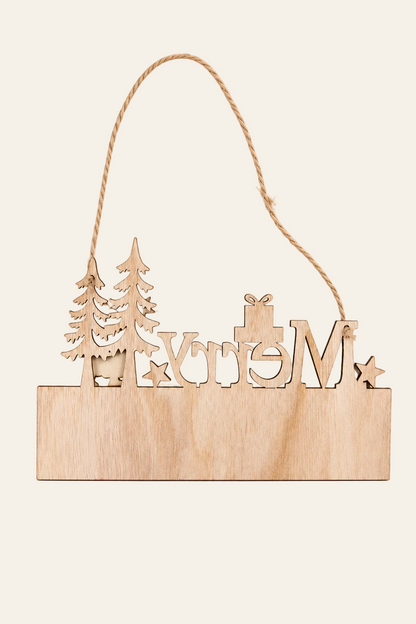 Kersthanger 22x1x14 cm beige hout