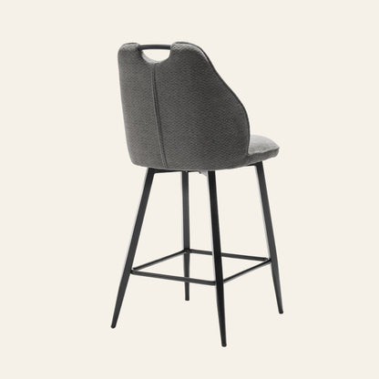 Adele barkruk in antracietkleur, achteraanzicht met ergonomisch gevormde zitting met rugleuning.