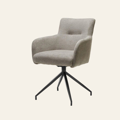 Joey draaibare armstoel in beigekleur, vooraanzicht met ergonomisch gevormde zitting.