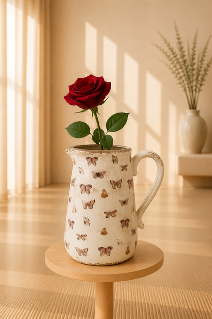 Keramieke decoratiekan in romantische stijl