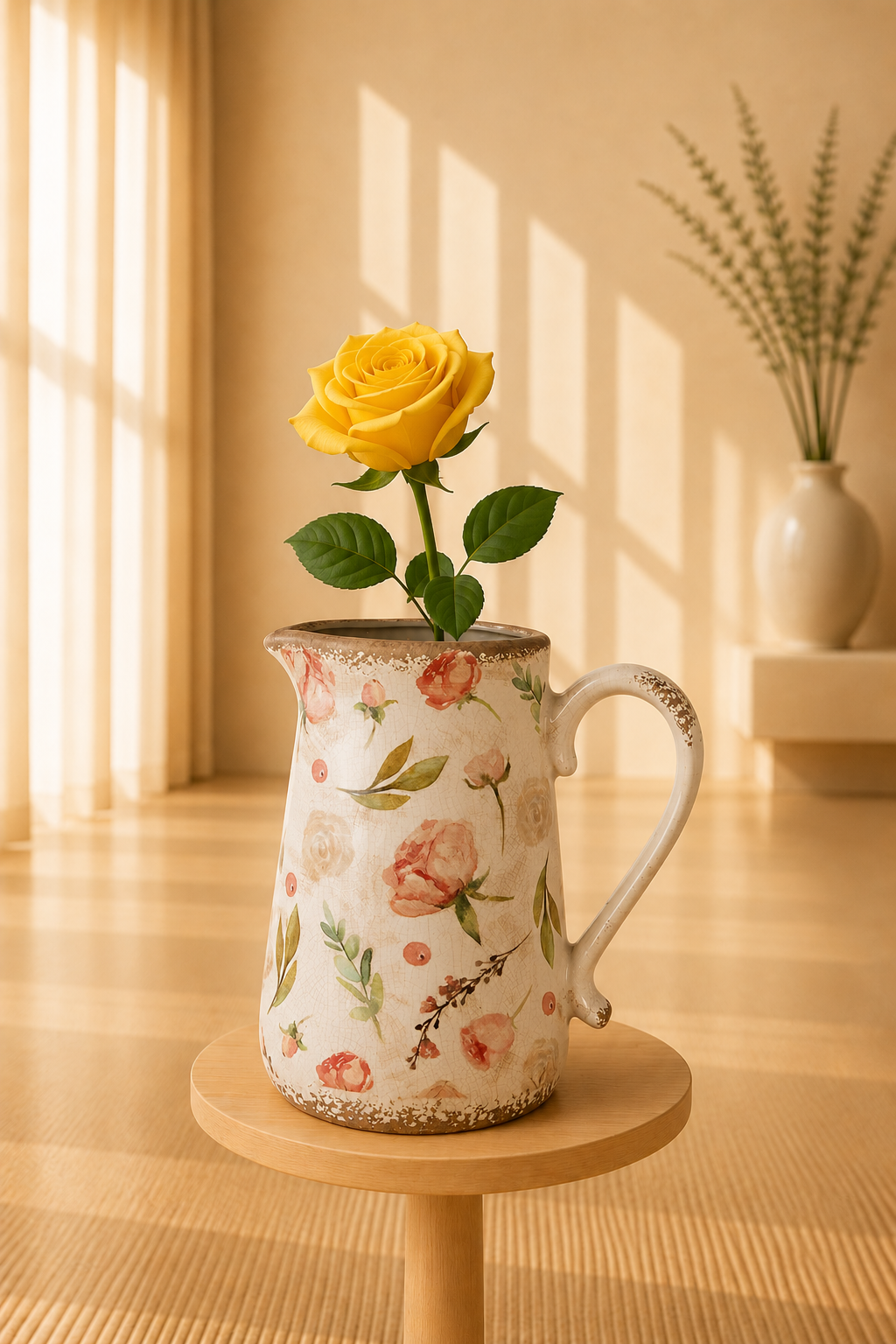 Keramieke decoratiekan in landelijke stijl