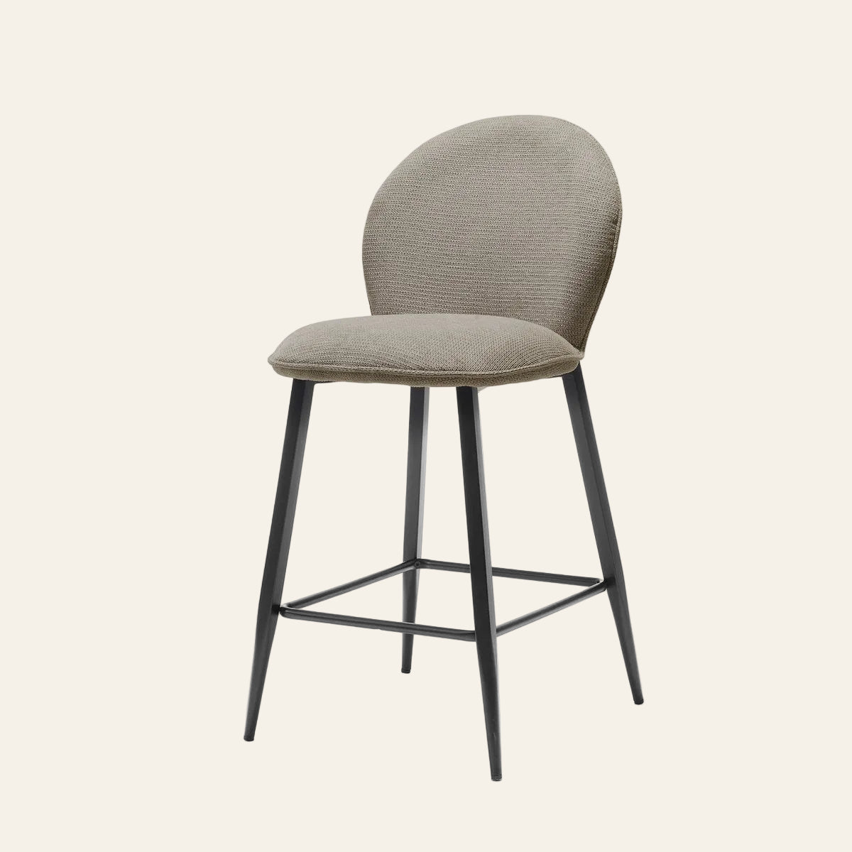 Cuba barkruk in beigekleur, vooraanzicht met ergonomisch gevormde zitting.