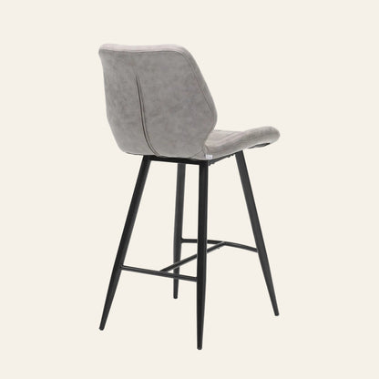 Barkruk barkruk in pebblekleur, achteraanzicht met ergonomisch gevormde zitting en rugleuning.