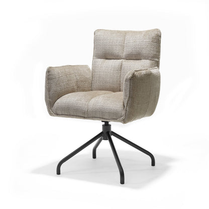 Luxueuze draaibare armstoel in beige bekleding