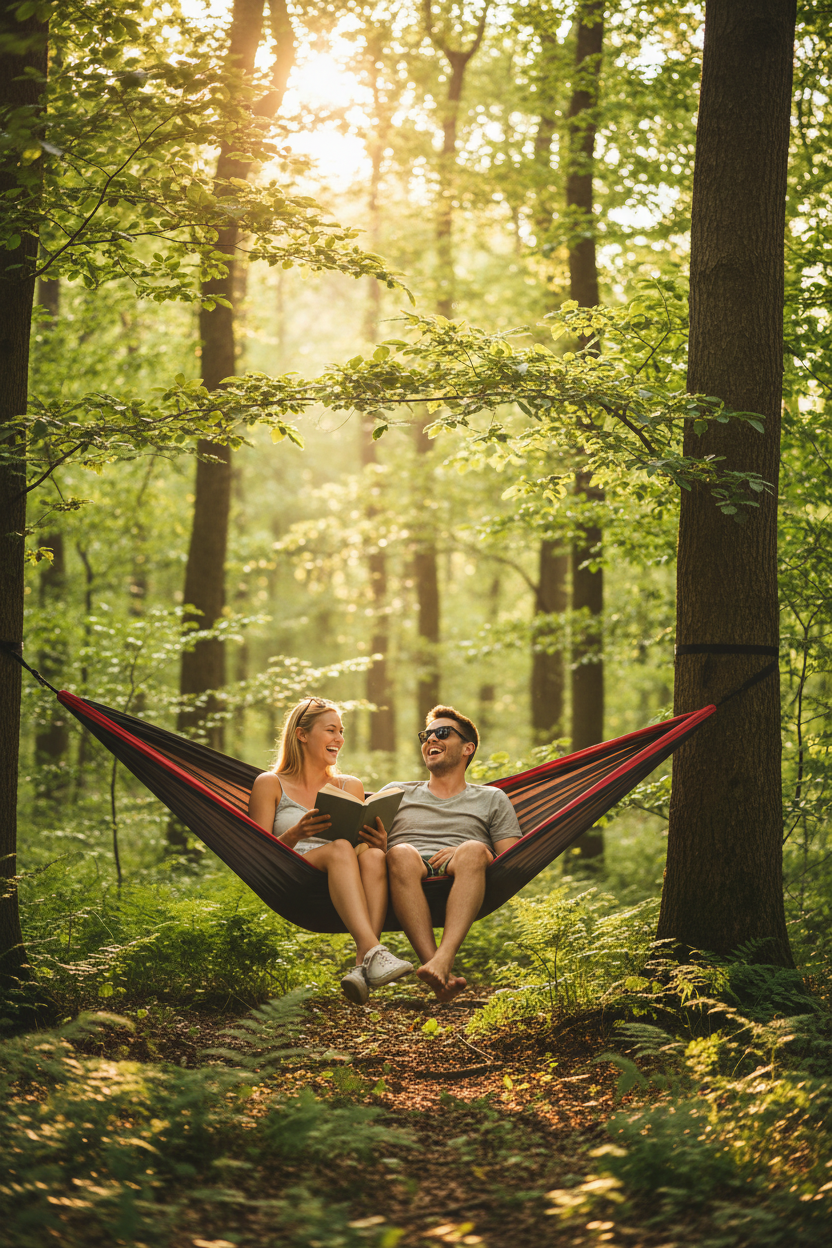 Camping Hammock lifestyle met echte productfoto