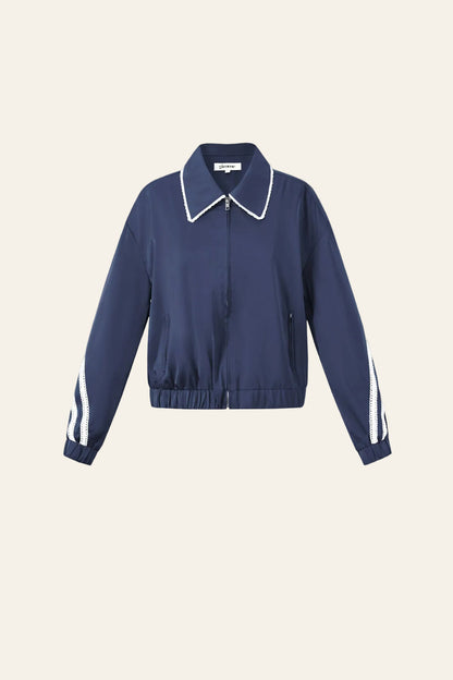 Geweven Polyestervezel Vrouwen Jas Sportief Kleurcontrast 2-delige Set