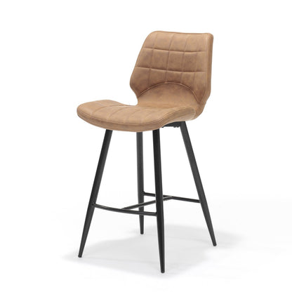 Barkruk in zwart met cognac bekleding