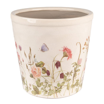 Keramieke bloempot botanisch motief
