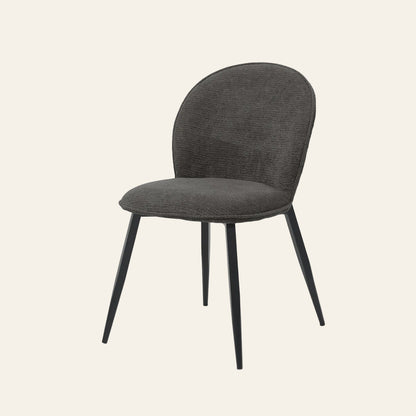 Cuba eetkamerstoel in antracietkleur, vooraanzicht met ergonomisch gevormde zitting.