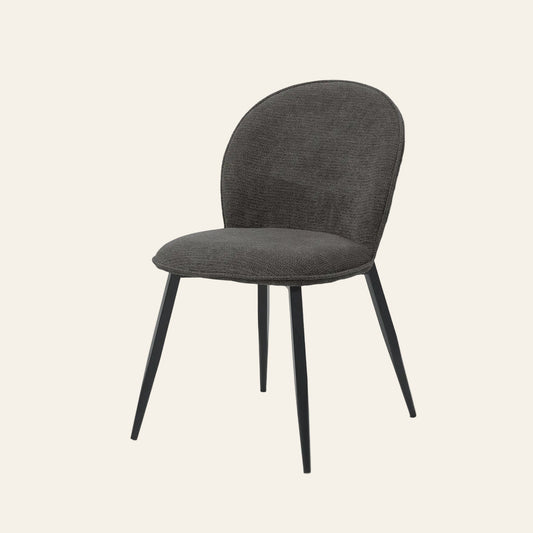 Cuba eetkamerstoel in antracietkleur, vooraanzicht met ergonomisch gevormde zitting.