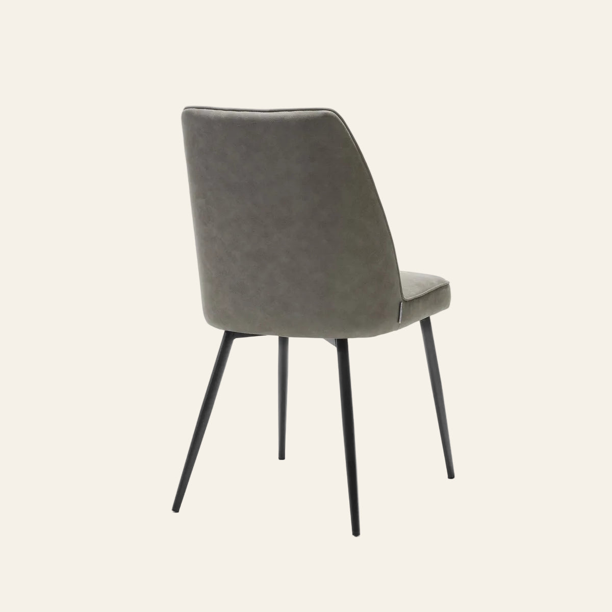 Stoel eetkamerstoel in pebblekleur, achteraanzicht met ergonomisch gevormde rugleuning.