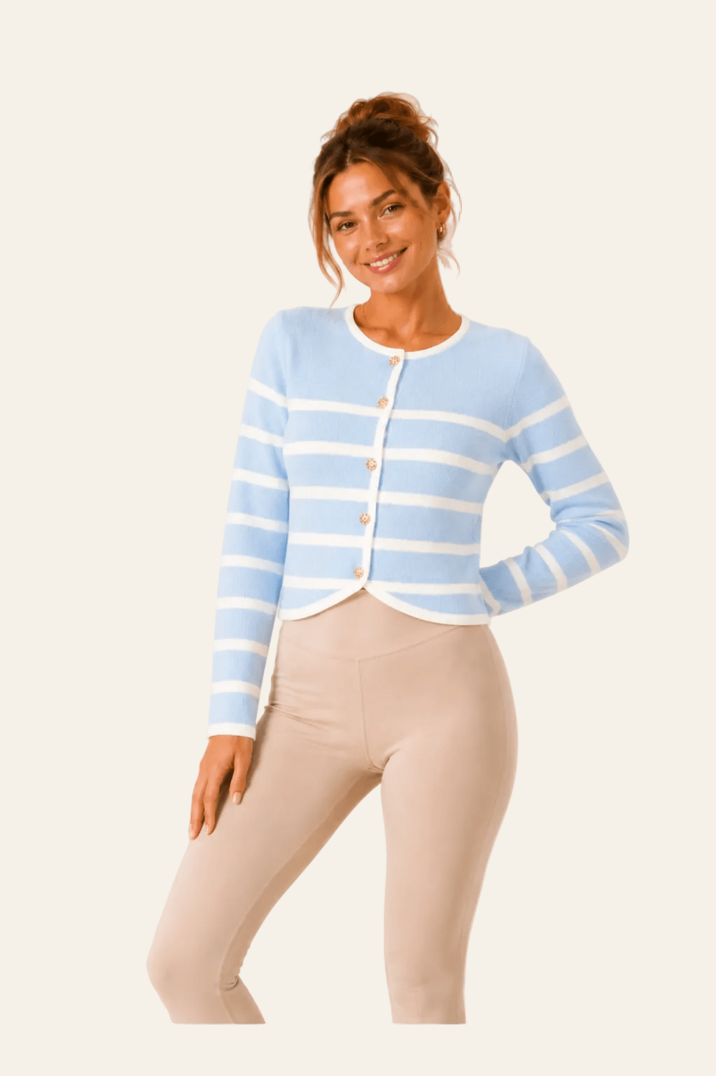 gimme trendy gebreide dames vest met een klassiek en stijlvol strepenpatroon