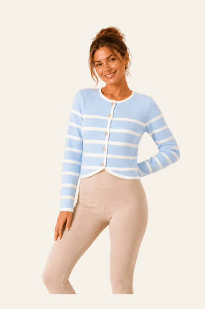 gimme trendy gebreide dames vest met een klassiek en stijlvol strepenpatroon