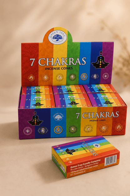 Green tree 7 chakras wierookkegels voordeelset 10 stuks