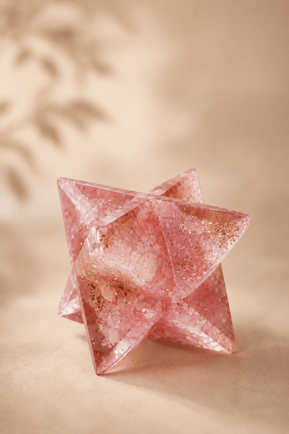 Grote Orgonite Merkaba Ster van Rozenkwarts