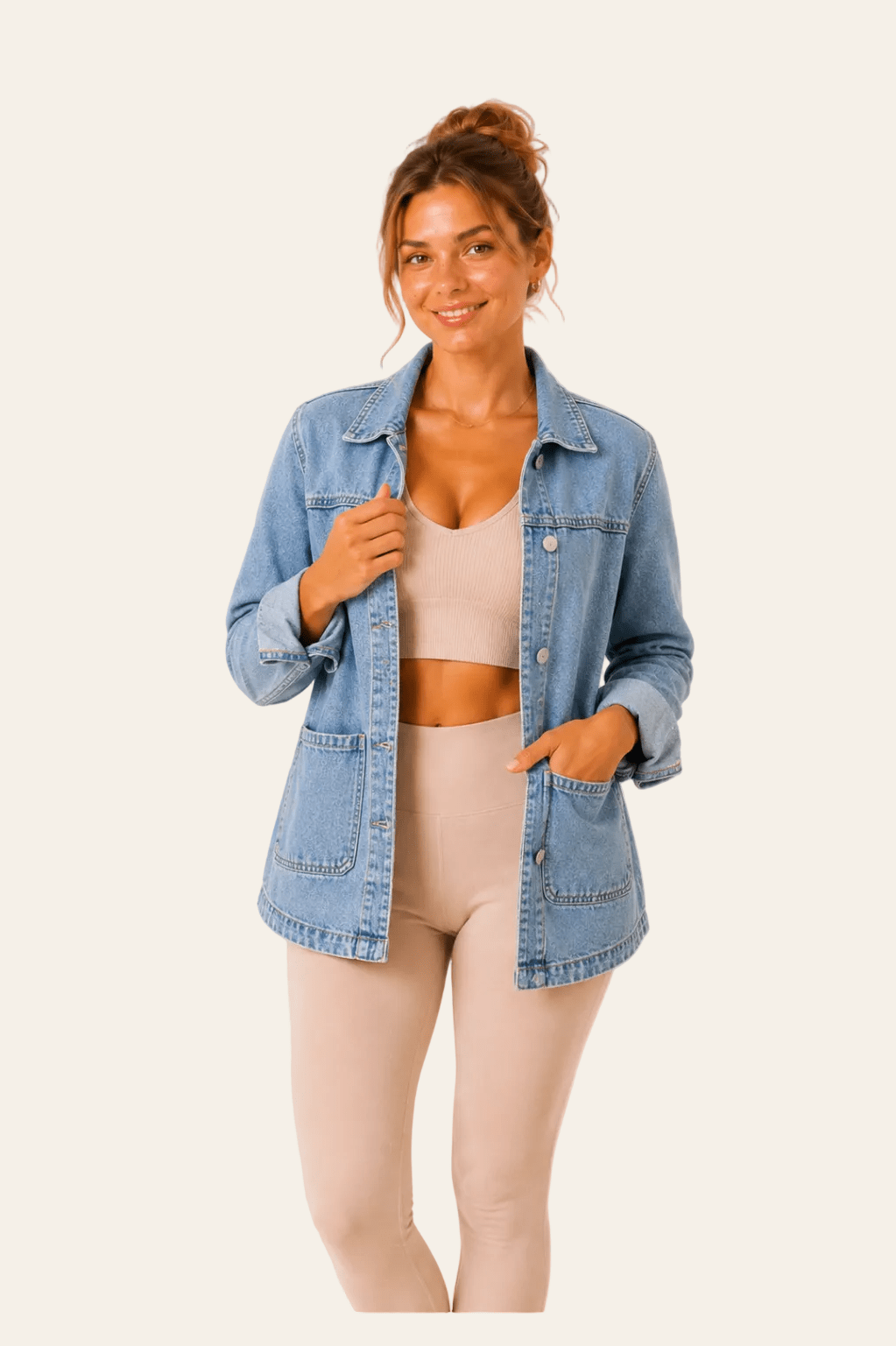 jovo denim dames spijkerjas met een klassieke pasvorm en handige zakken.