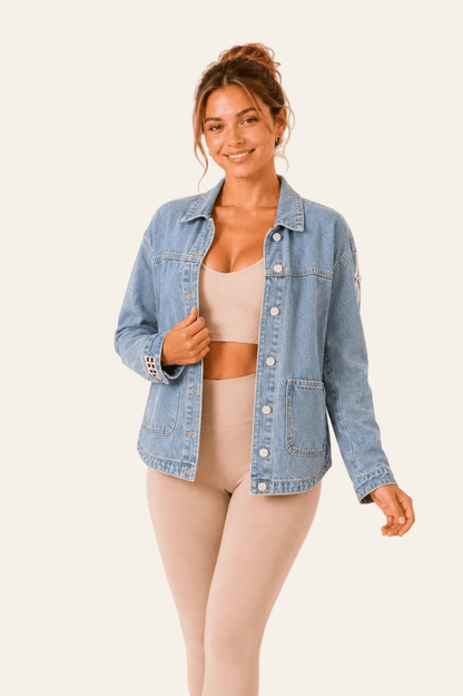 jovo denim dames spijkerjas met een klassieke pasvorm en handige zakken