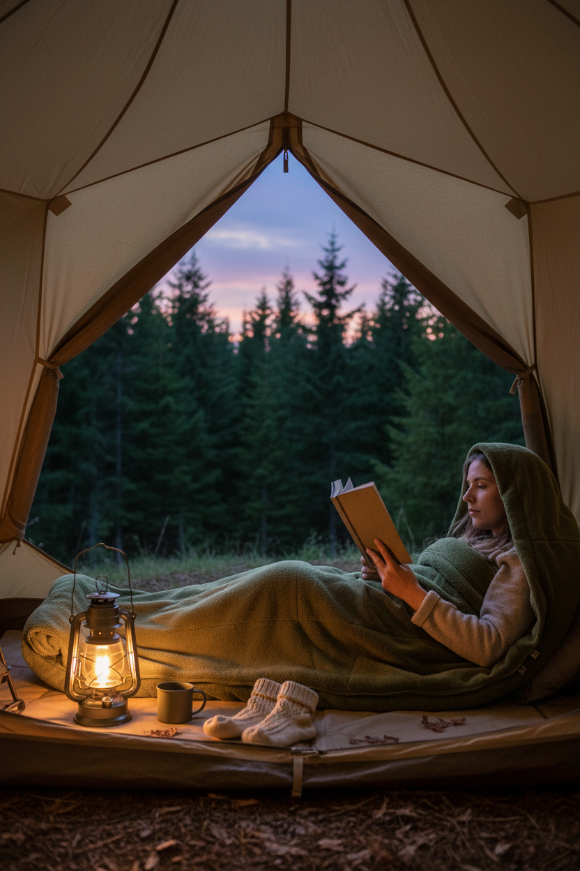 Polar Fleece Sleeping Bag in gebruik