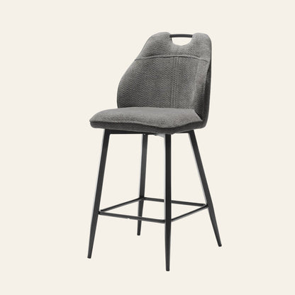 Adele barkruk in antracietkleur, vooraanzicht met ergonomisch gevormde zitting met rugleuning.