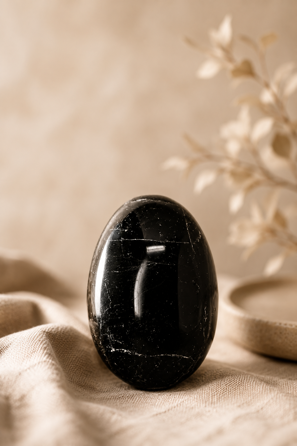 Natuurlijke zwarte obsidiaan palmsteen met gladgepolijst oppervlak